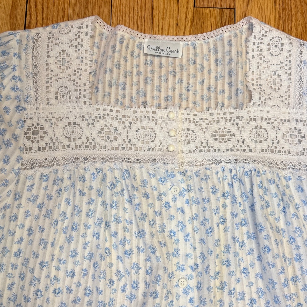VTG Willow Creek Nightgown & Robe Set Peignoir Floral Lace Prairie style LARGE - Picture 4 of 14